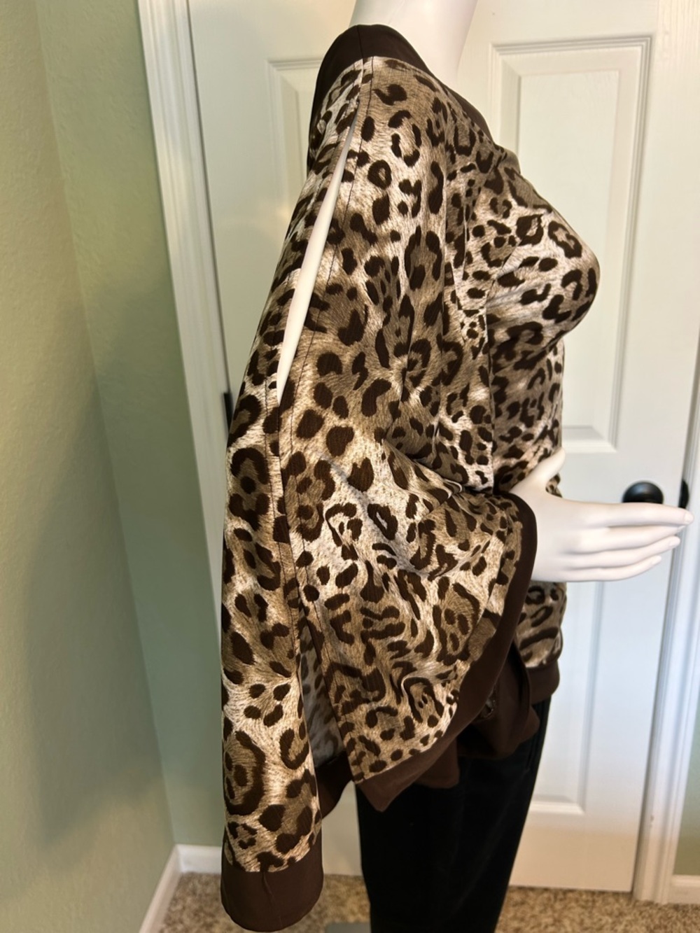 grass collection Brown and Taupe Leopard Print One-Shoulder Top - Picture 4 of 6